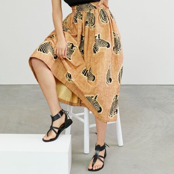 Anthropologie Midi Zebra Print Skirt - Picture 1 of 6